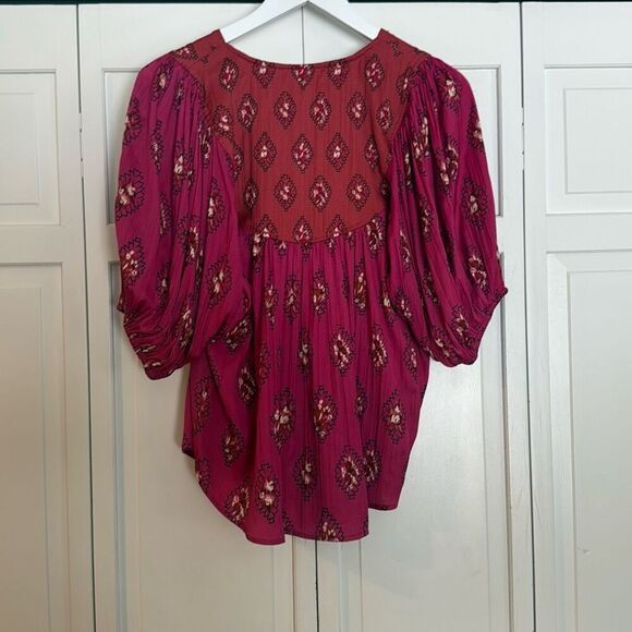 By Anthropologie pink boho dolman sleeve blouse M - Picture 7 of 11